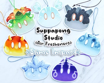 Genshin Impact Slime Air Fresheners Double-Sided Strong Smell Scent Car Accessory || Cryo Pyro Geo Hydro Dendro Electro Anemo
