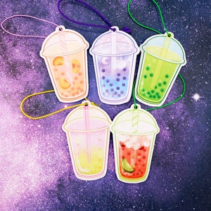 Crystal Popping Boba Tea Kawaii Air Fresheners Double-Sided Strong Smell Scent Kawaii Car Accessories Cute Anime Christmas Gift image 1