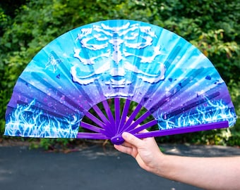 Spirit Garden Skeleton Large Plastic CLACKER Hand Fan | Aesthetic Gift | Spooky Gift | Christmas Birthday |