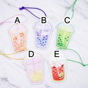 Crystal Popping Boba Tea Kawaii Air Fresheners Double-Sided Strong Smell Scent Kawaii Car Accessories Cute Anime Christmas Gift PICK 5 (WRITE BELOW)