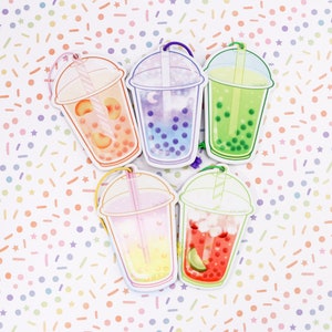 Crystal Popping Boba Tea Kawaii Air Fresheners Double-Sided Strong Smell Scent Kawaii Car Accessories Cute Anime Christmas Gift image 4
