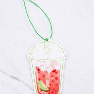 Crystal Popping Boba Tea Kawaii Air Fresheners Double-Sided Strong Smell Scent Kawaii Car Accessories Cute Anime Christmas Gift E - Cherry Limeade