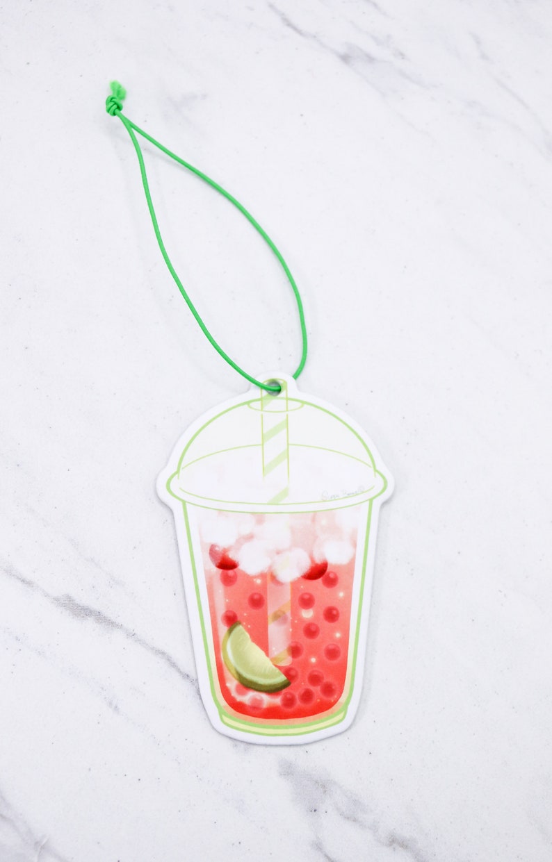 Crystal Popping Boba Tea Kawaii Air Fresheners Double-Sided Strong Smell Scent Kawaii Car Accessories Cute Anime Christmas Gift E - Cherry Limeade