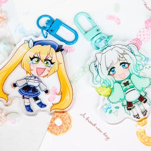 Dokibird and Maid Mint Fantome || 2.5 Inch Charm || Indie Vtuber