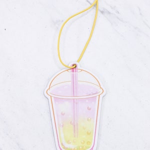 Crystal Popping Boba Tea Kawaii Air Fresheners Double-Sided Strong Smell Scent Kawaii Car Accessories Cute Anime Christmas Gift D - Tropic Pineapple