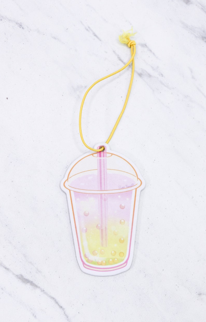 Crystal Popping Boba Tea Kawaii Air Fresheners Double-Sided Strong Smell Scent Kawaii Car Accessories Cute Anime Christmas Gift D - Tropic Pineapple