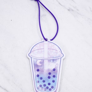 Crystal Popping Boba Tea Kawaii Air Fresheners Double-Sided Strong Smell Scent Kawaii Car Accessories Cute Anime Christmas Gift B - Midnight Ice