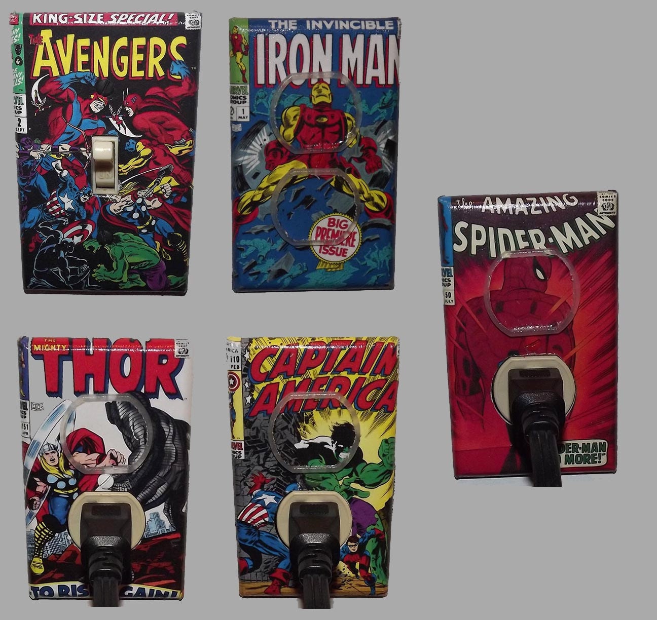 Marvel Light Switch Cover Plate Set of 5 Avengers King Size Etsy