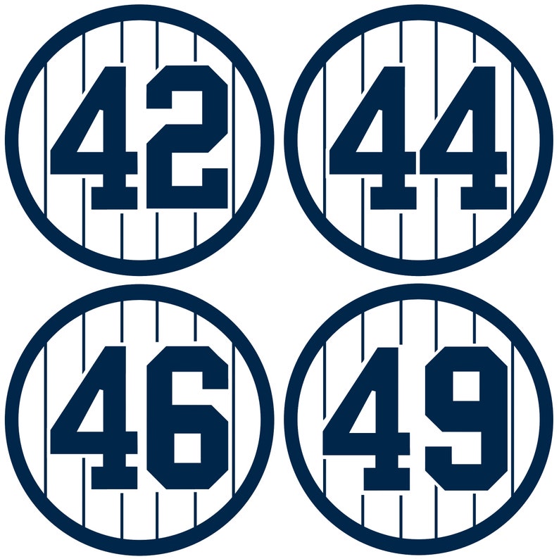 New York Yankees Retired Number Vinyl Decal 21 Piece Set New Etsy