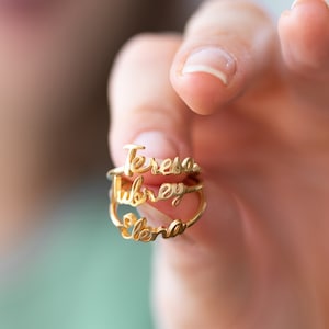 Custom Name Ring - Children Name Ring - Sterling Silver Ring - Gold Name Ring - Personalized Gift - Gift for Her - Mother&#39;s Gift F8