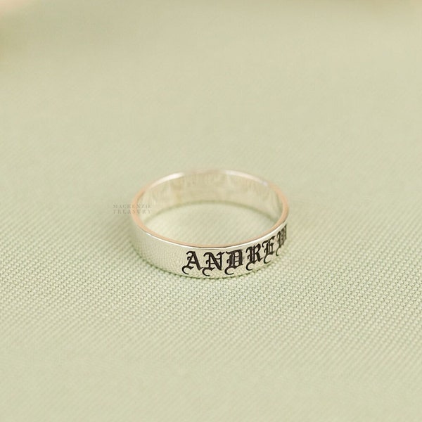 Gothic Name Ring - Old English Name Ring - Custom Name Ring - Heavy Metal Ring - Personalized Name Ring - Statement Ring F46