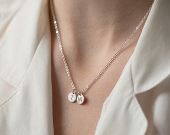 Dainty Initial Disc Necklace - Three Initial Name Necklace - Personalized Jewelry - Tiny Charm Necklace - Multiple Initial Necklace