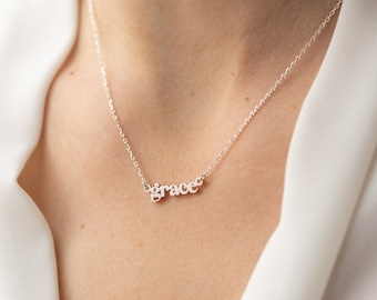 Personalized Tiny Name Necklace - Small Name Necklace - Delicate Name Necklace - Bridesmaid Gift - Baby Girl Gift -New Mom Gift F25