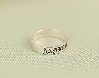 Gothic Name Ring - Old English Name Ring - Custom Name Ring - Heavy Metal Ring - Personalized Name Ring - Statement Ring F46