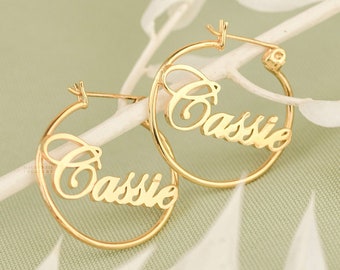 Custom Name Hoop Earrings - Gold Hoop Earrings - Personalized Earring - Name Earring - Name Hoops Personalized - Personalized Gift for Her