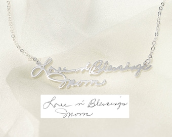 Handwriting Necklace • Personalized Signature Jewelry in Sterling Silver • Memorial Jewelry - Anniversary Gift - Christmas Gift for Her