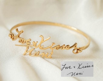 Handwriting Bangle - Memorial Handwriting Signature Bracelet - Personalized Actual Handwritten Bracelet - Gift for Mom - Grandma Bracelet
