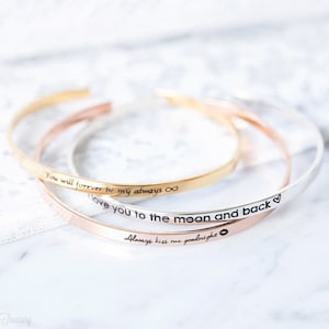 Personalized Cuff Bracelet - Custom Message Bracelet - Custom Quote Bracelet  – Custom Skinny Cuff Bracelet - Stackable Bracelet - Christmas