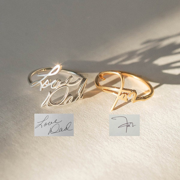 Actual Handwriting Ring - Personalized Memorial Jewelry - Handwritten Jewelry - Signature Ring - Memorial Jewelry