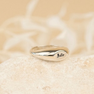 Personalized Signet Ring - Custom Signet Ring, Custom Name Ring, Minimalist Ring, Perfect Gift for Her F46