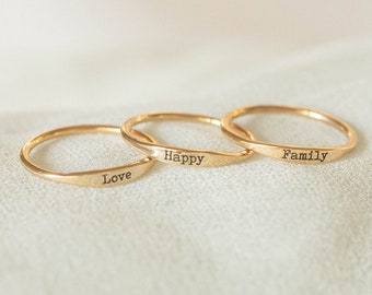Dainty Name Ring in Silver, Gold and Rose - Tiny Bitty Ring - Perfect for everyday ring - Gift for Hers - Minimalist Name Ring F33