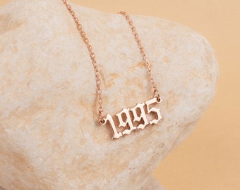 Birth Year Necklace - Date Necklace - Numbers Necklace - Birthday Gift - Birth Date Necklace - Necklace with Year - Gothic Year Necklace F77