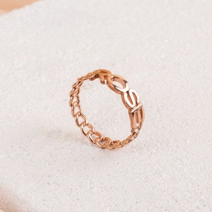 Curb Link Name Ring - Chain Name Ring - Custom Chain Link Ring - Curb Chain Name Ring - Custom Name Ring - Personalized Chunky Ring F50