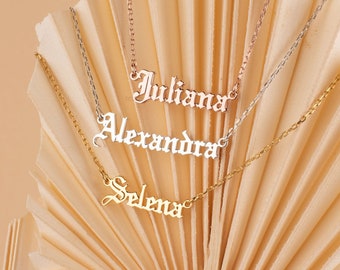 Old English Name Necklace - Gothic Name Necklace - Old English Name Choker - Children Necklace - Quinceanera Gift - Christmas Gift F77