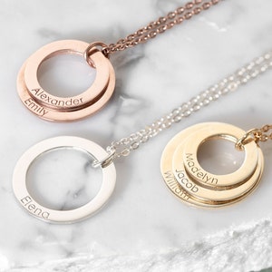 Family Necklace - Linked Circle Necklace - Children Name Rings - Dainty Eternity Necklace - Mother Gift - Personalized Gift - CHRISTMAS GIFT