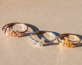 Gepersonaliseerde eerste huisdier ring - familie dier sieraden - aangepaste hond en kat ring - uw huisdier ring - hond moeder ring - kat moeder sieraden