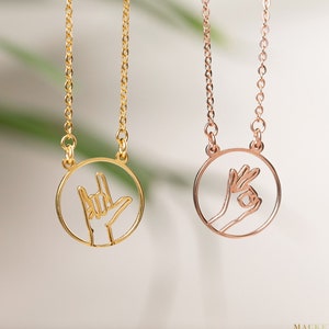 Best Friend Necklaces - Hand Sign Necklace - Hand Gesture Necklace - Fun Gifts - Daughter Gifts - I Love You Necklace - Wedding Gifts