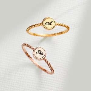 Initial Letter Ring - Dainty Initial Ring - Custom Tiny Initial Ring - Custom Letter Ring - Alphabet Ring - Personalized Gifts F49