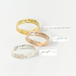 Actual Handwriting Band Ring - Custom Wedding Band Ring - Personalized  Handwriting Gift -