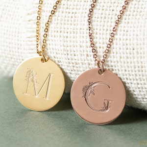Initial Disc Necklace - Modern Initial Necklace - Initials Jewelry - Monogram Necklace - Bridesmaid Jewelry - Wedding Jewelry - Mom Gift