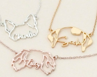 Custom Dog Necklace - Personalized Cat Necklace - Pet Necklace with Name - Animal Pet Memorial Gift - Gift for Pet Lover - Pet Loss F75