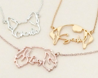 Custom Dog Necklace - Personalized Cat Necklace - Pet Necklace with Name - Animal Pet Memorial Gift - Gift for Pet Lover - Pet Loss F75