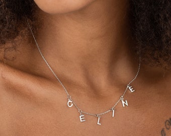 Namen Buchstaben Halskette - Wort Halskette, On-Trend Schmuck, Modeschmuck, Minimalist Look Schmuck, Namen Geschenke, Persönliche Halskette F31