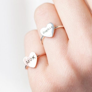 Heart Name Ring - Custom Initials ring - Initials Heart Ring - Silver Heart Ring - Dainty Ring - Minimal Ring - Letter Ring