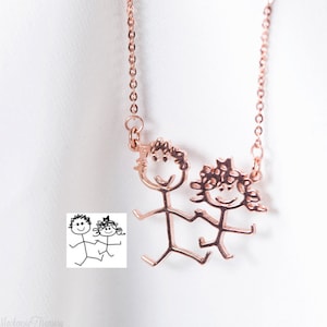 Children&#39;s Drawing Necklace – Child’s Artwork Necklace – Kid’s Art Necklace – Wearable Art - Drawing jewelry – Art jewelry