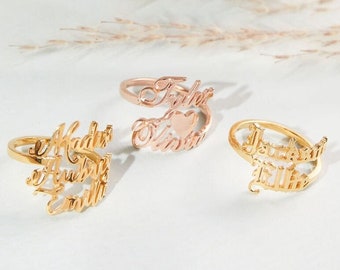 Multiple Name Ring - Two Name Ring - Triple Name Ring - Personalized Name Ring - Gift for Mom - New Mom Gift F70
