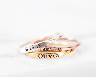Skinny Name Ring - Mini Name Ring – Skinny Stackable Name Ring - Dainty Name Ring – Stacking Name Ring – Minimal Name Ring