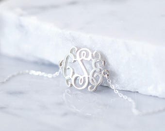 Dainty monogram bracelet/ monogram bracelet in sterling silver/ minimal monogram jewelry/ monogram bracelet/ bridesmaids gift