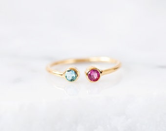 Dual birthstones ring - Two stones ring - 2 birthstones ring - Couples birthstone ring - Birthstone ring - Birthday ring - CHRISTMAS GIFTS