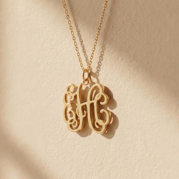 Dainty monogram necklace - Custom Monogram necklace - Dainty monogram - Initial necklace - Wedding Gift - Christmas Gift