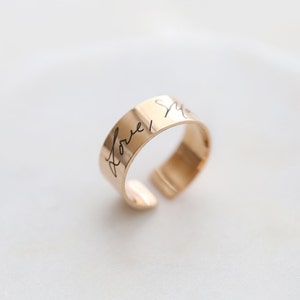 Engraved signature ring - Engraved handwriting ring – handwriting ring – Signature ring – Adjustable name ring - Memorial jewelry