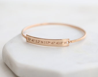 Personalized Coordinates bracelet - Personalized Latitude Longitude Jewelry - Coordinates Bangle