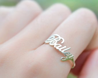 Custom Name Ring - Personalized Name Ring – Custom Ring Band - Gold Name Ring - Gold Custom Ring - Christmas Gift - Stocking Stuffers F4