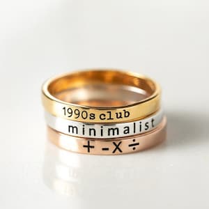 Personalized Minimalist Ring - Message Ring - Promise Ring - Skinny Engraved Ring - Custom Band Ring - Stacking Rings - Rings for Women F30