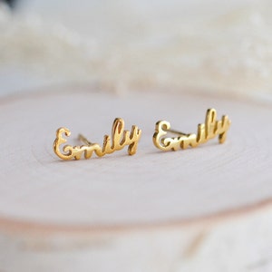 Personalized Name Curve Earrings, Custom Earrings Stud, Name earring, Personalized dainty jewelry, unique earring, great gift for Mom K7