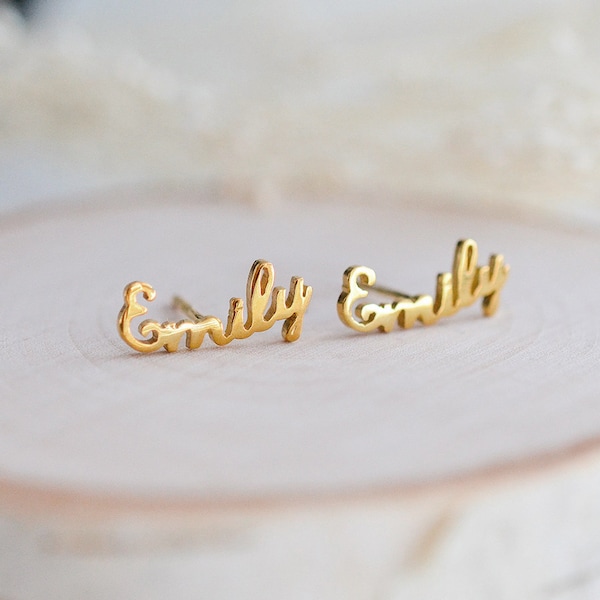 Personalized Name Curve Earrings, Custom Earrings Stud, Name earring, Personalized dainty jewelry, unique earring, great gift for Mom K7